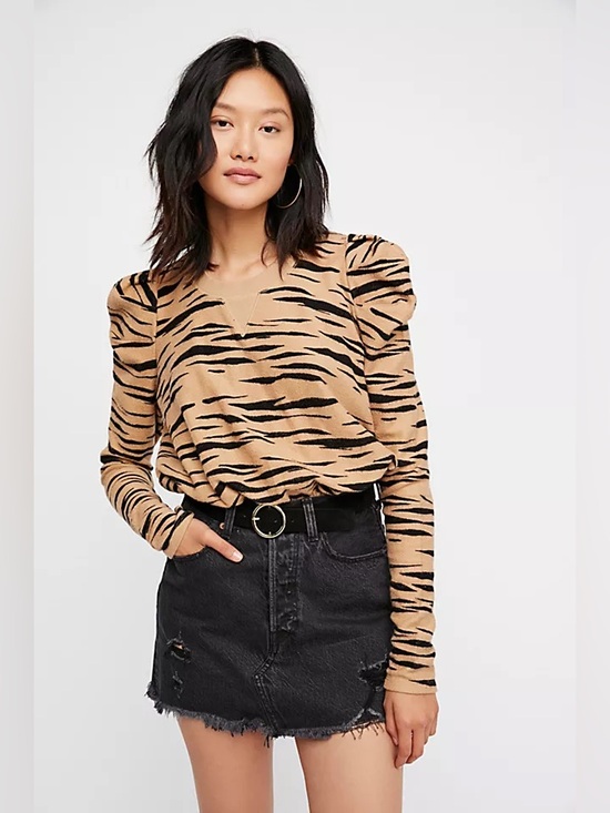 Free People Tops - Free People Zaza Zebra Pullover Top Size M